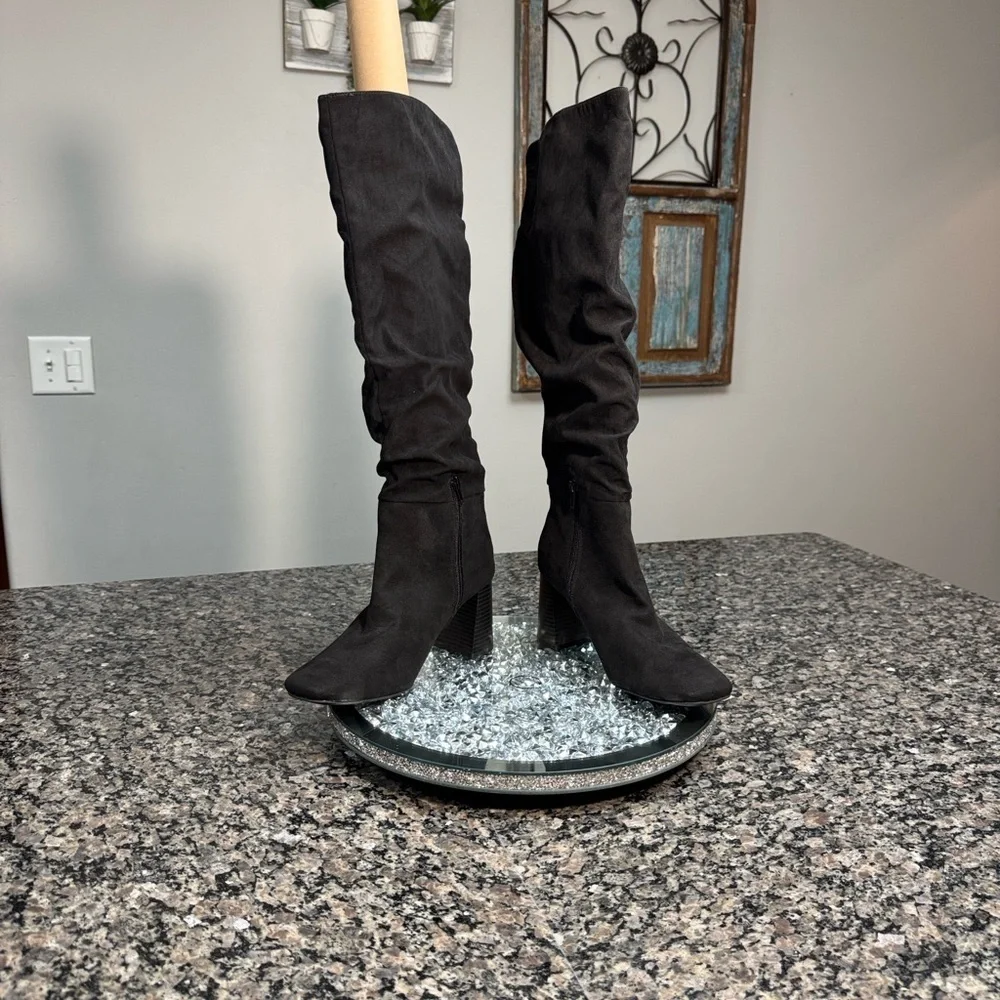 Sugar fabric Black Over the Knee Boots NWOT 7.5